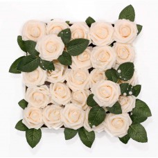 Meiliy 60pcs Artificial Flowers Cream Roses Real Looking Foam Roses Bulk w/Stem for DIY Wedding Bouquets Corsages Centerpieces Arrangements Baby Shower Cake Flower Decorations