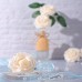 Meiliy 60pcs Artificial Flowers Cream Roses Real Looking Foam Roses Bulk w/Stem for DIY Wedding Bouquets Corsages Centerpieces Arrangements Baby Shower Cake Flower Decorations