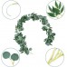 Meiliy 2pcs Artificial Eucalyptus Willow Garland Faux Eucalyptus Silver Dollar Leaves Willow Leaves Vines for Home Table Runner Wedding Decor
