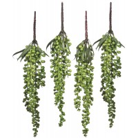 Meiliy 4pcs Artificial Succulent Plants Hanging Succulent Plants Faux Succulents Unpotted Branch String of Pearls Plant for Home Kitchen Office Wedding Garden Craft Art Decor