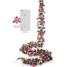 Meiliy 4 Pcs 8.2 FT Fake Rose Vine Flowers Plants Artificial Flower Garland Home Hotel Office Wedding Party Garden Craft Art Decor, Pink…